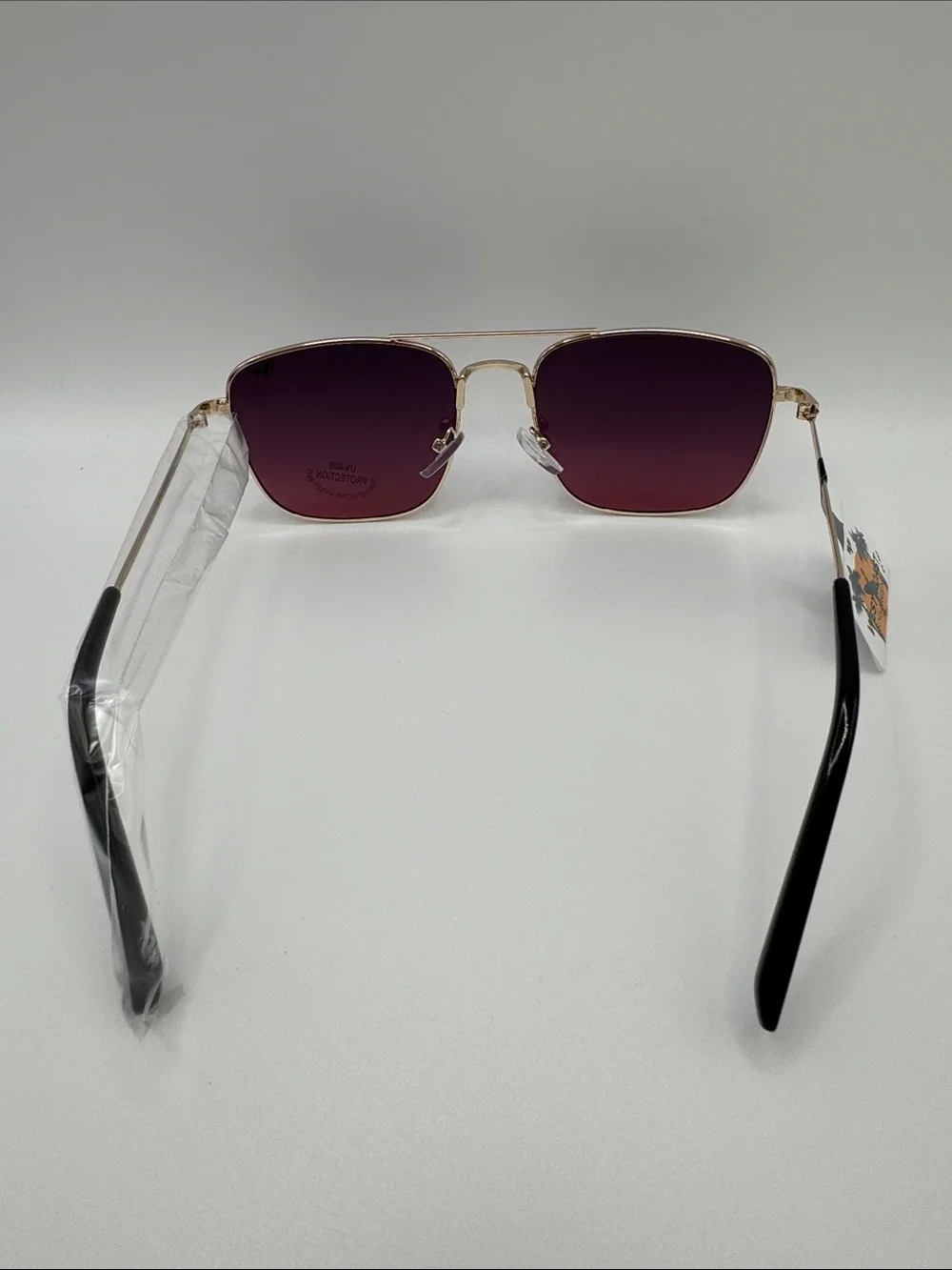 Gold Frame Sunglasses with Purple Gradient Lenses